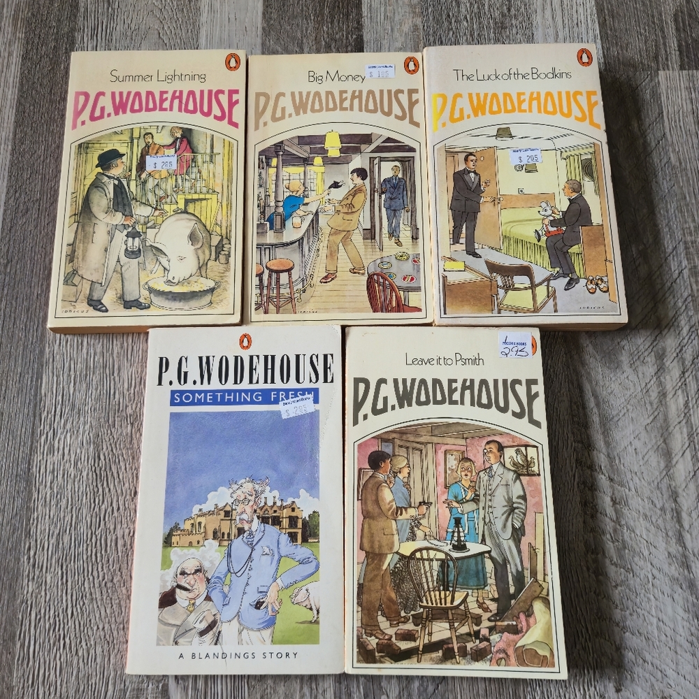 P.G. Wodehouse OS Vintage Penguin Paperback Lot 5 Ionicus Illustration